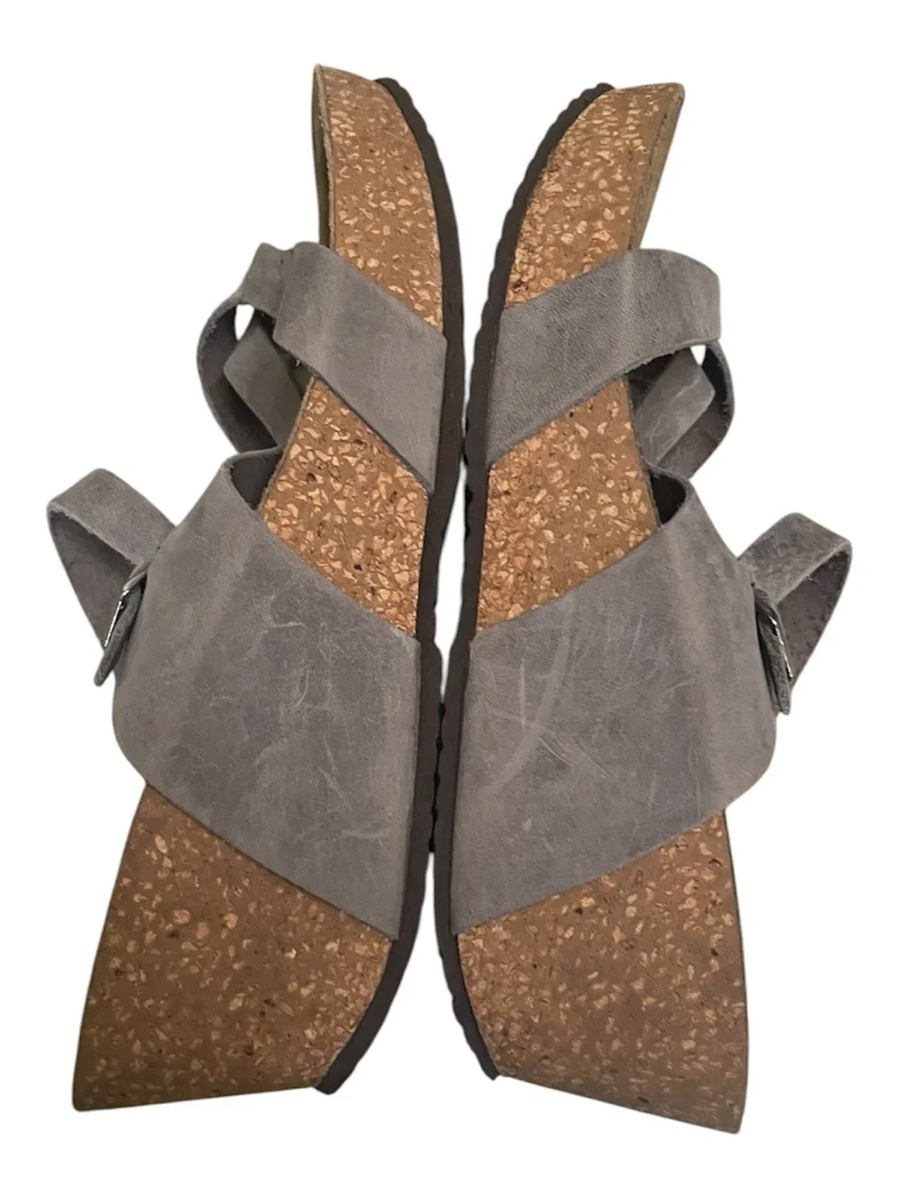 Bio-Gold Glass Ceiling Leather Sandal Wedges (Size Not Labeled) Size 9 Gray